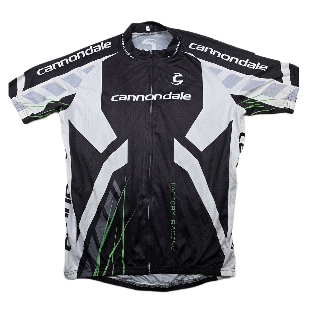 Cannondale Cycling Jersey Mens XXXL Black White Polyester Factory Racing Lefty